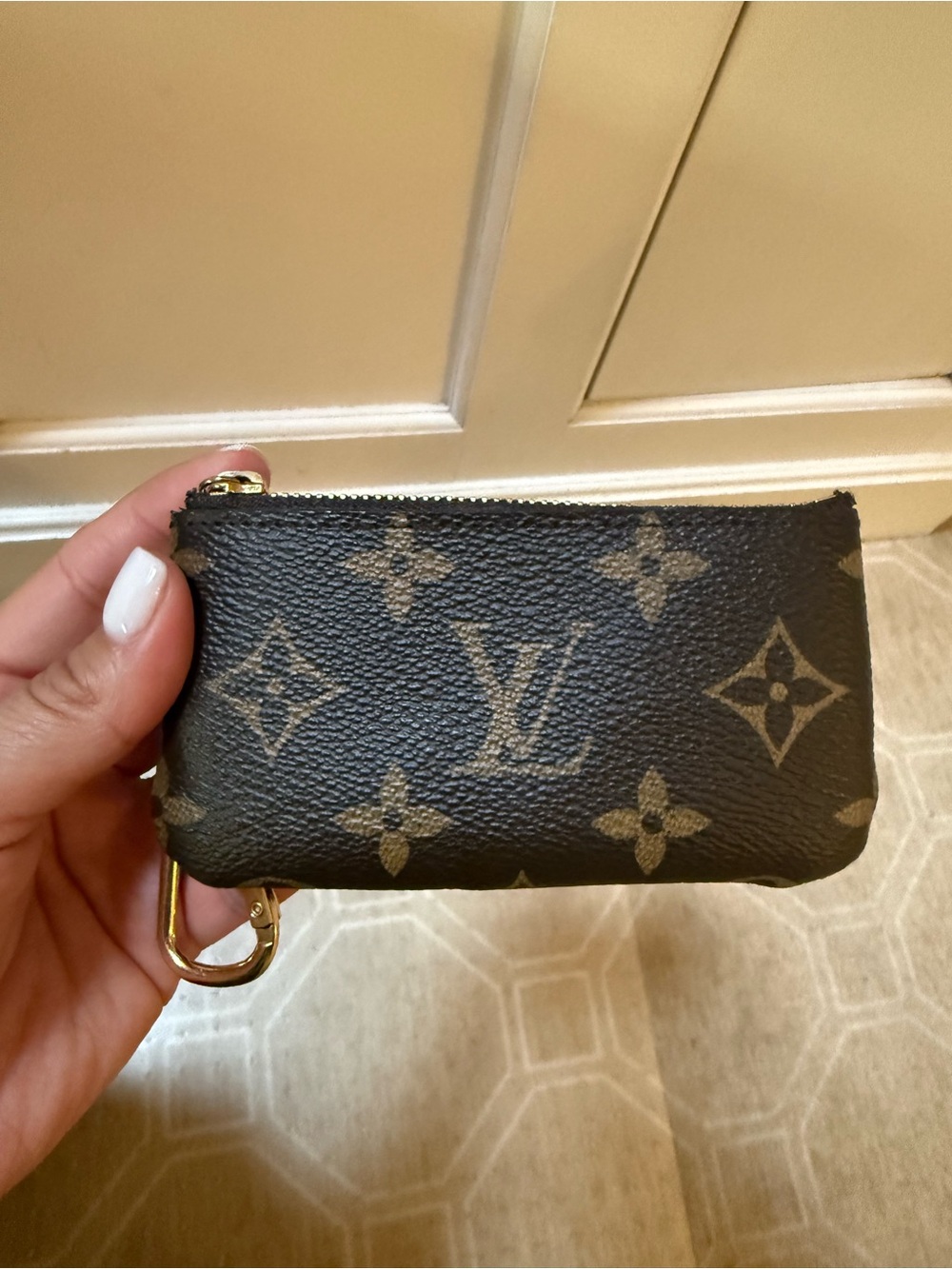 Louis Vuitton Monogram Key Pouch in Dark Brown and Tan